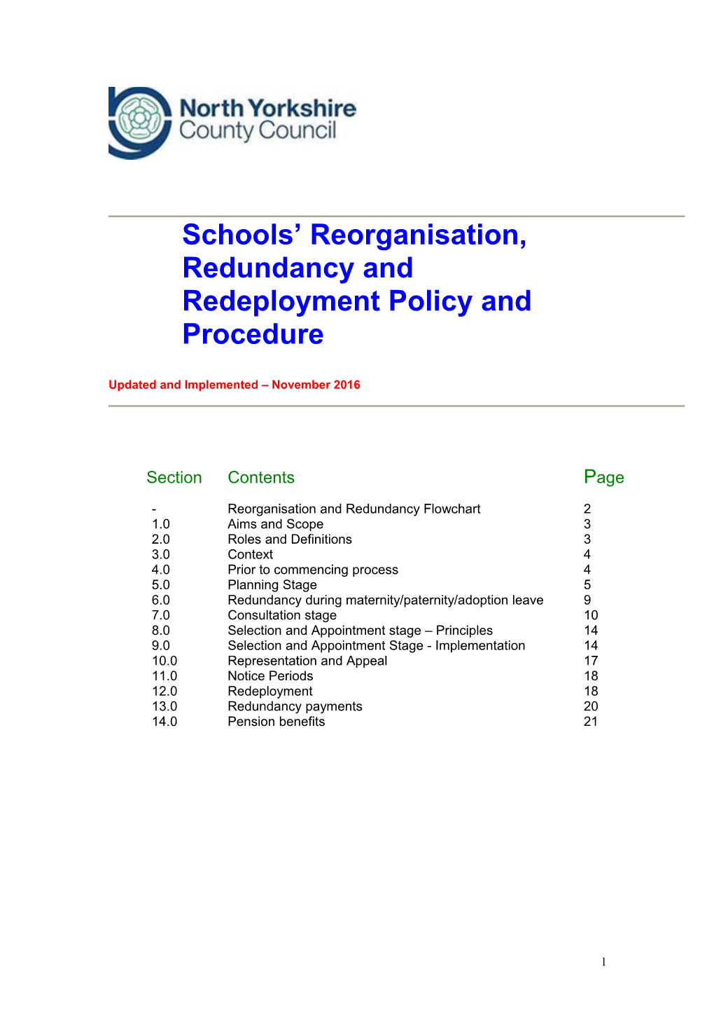 HA Added - Schools' Reorganisation, Redundancy and Redeployment Policy and Procedure