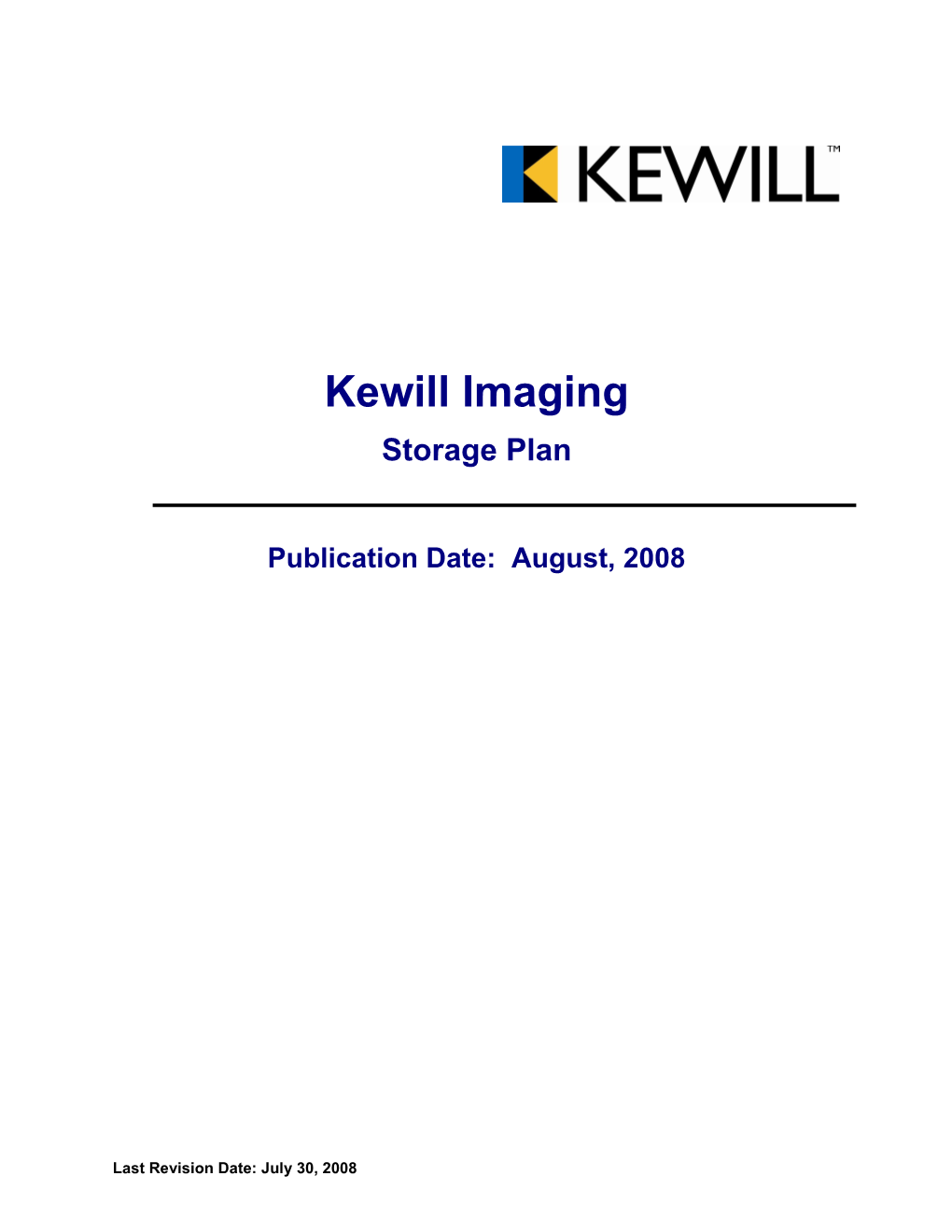 Kewill Imaging Storage Plan