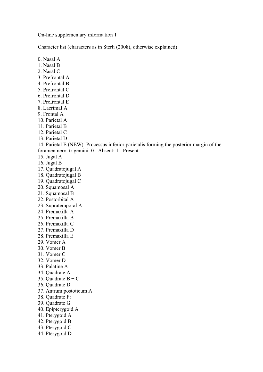 Taxa Added to Sterli S (2008) Matrix