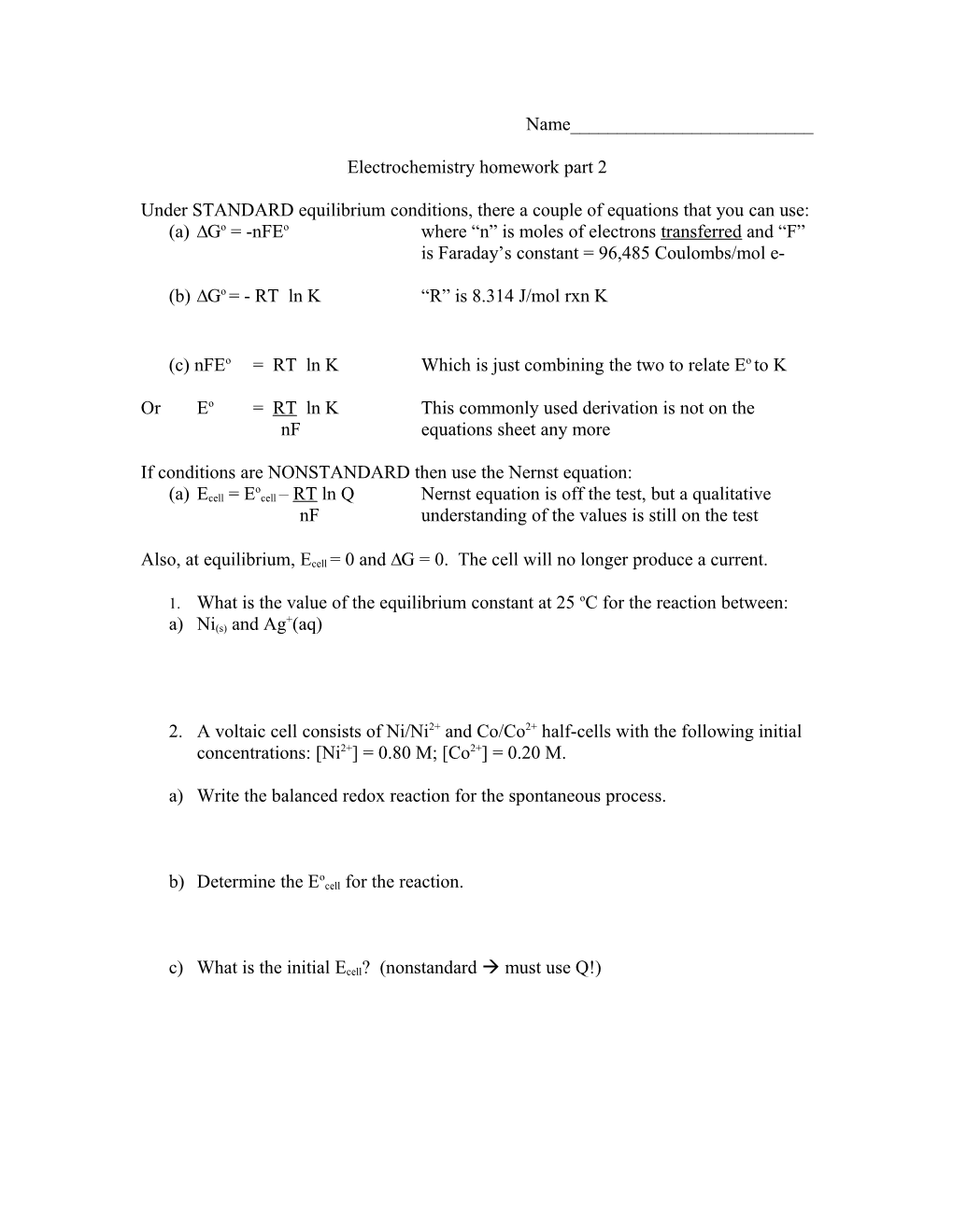 In Part II, We Are Going to Look at Diagramming, Line Notations, and the Calculation of Eocell