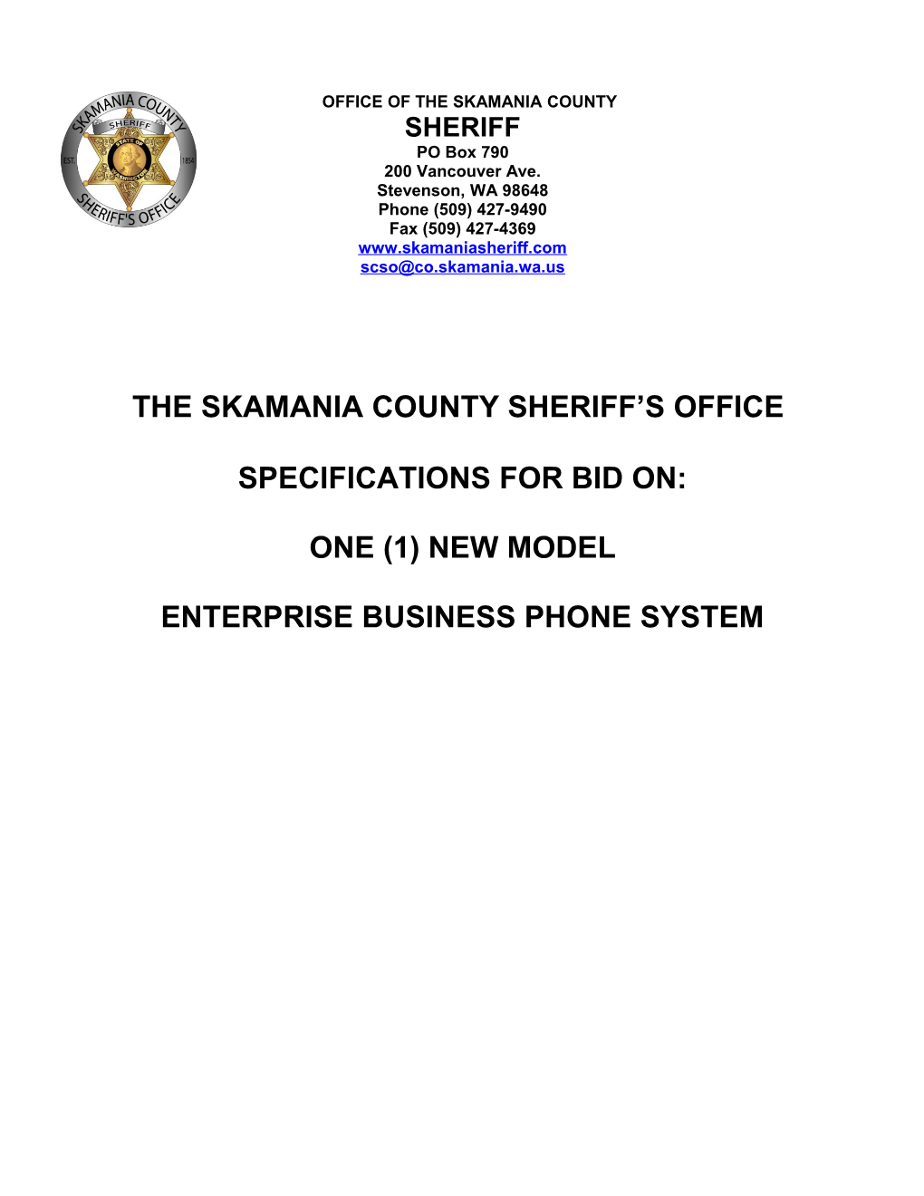 The Skamania County Sheriff S Office