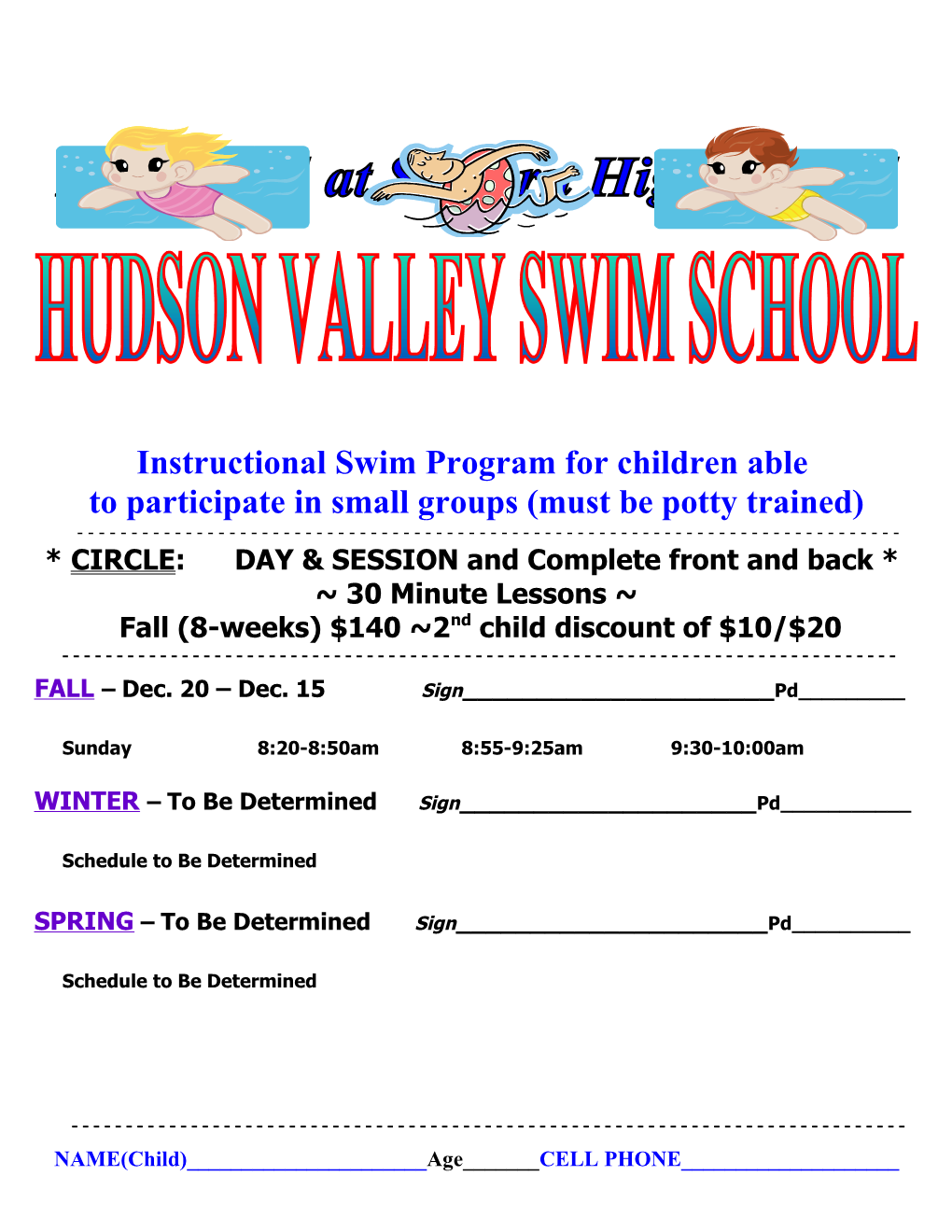 Instructional Swim Program for Children Able