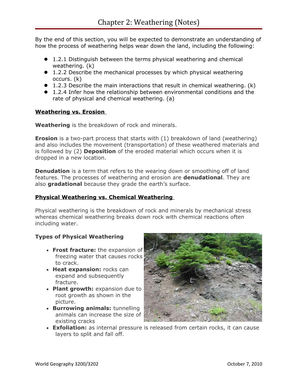 Chapter 2: Weathering (Notes)