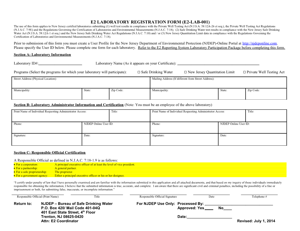 E2-ESA-001: NJDEP E2 Electronic Signature Agreement