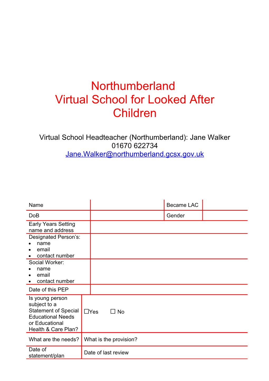 Virtual School for Looked After Children