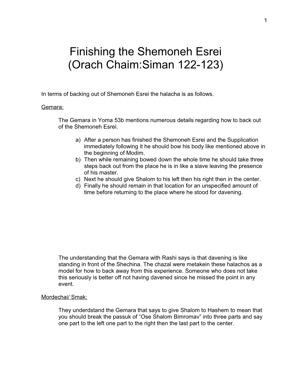 Finishing the Shemoneh Esrei