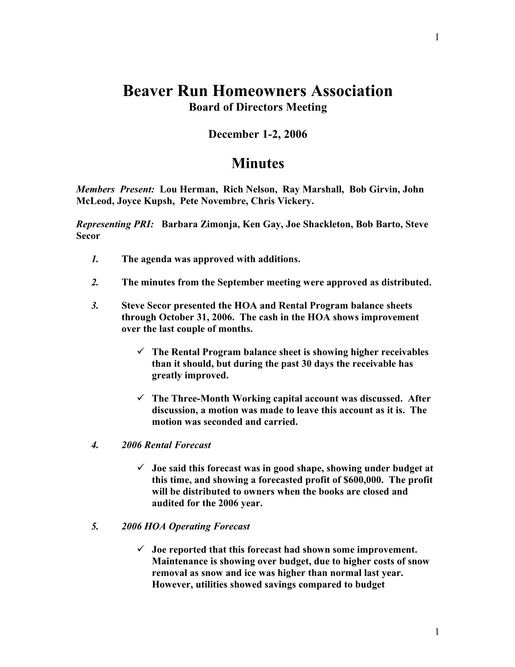 Beaver Run Homeowners Association