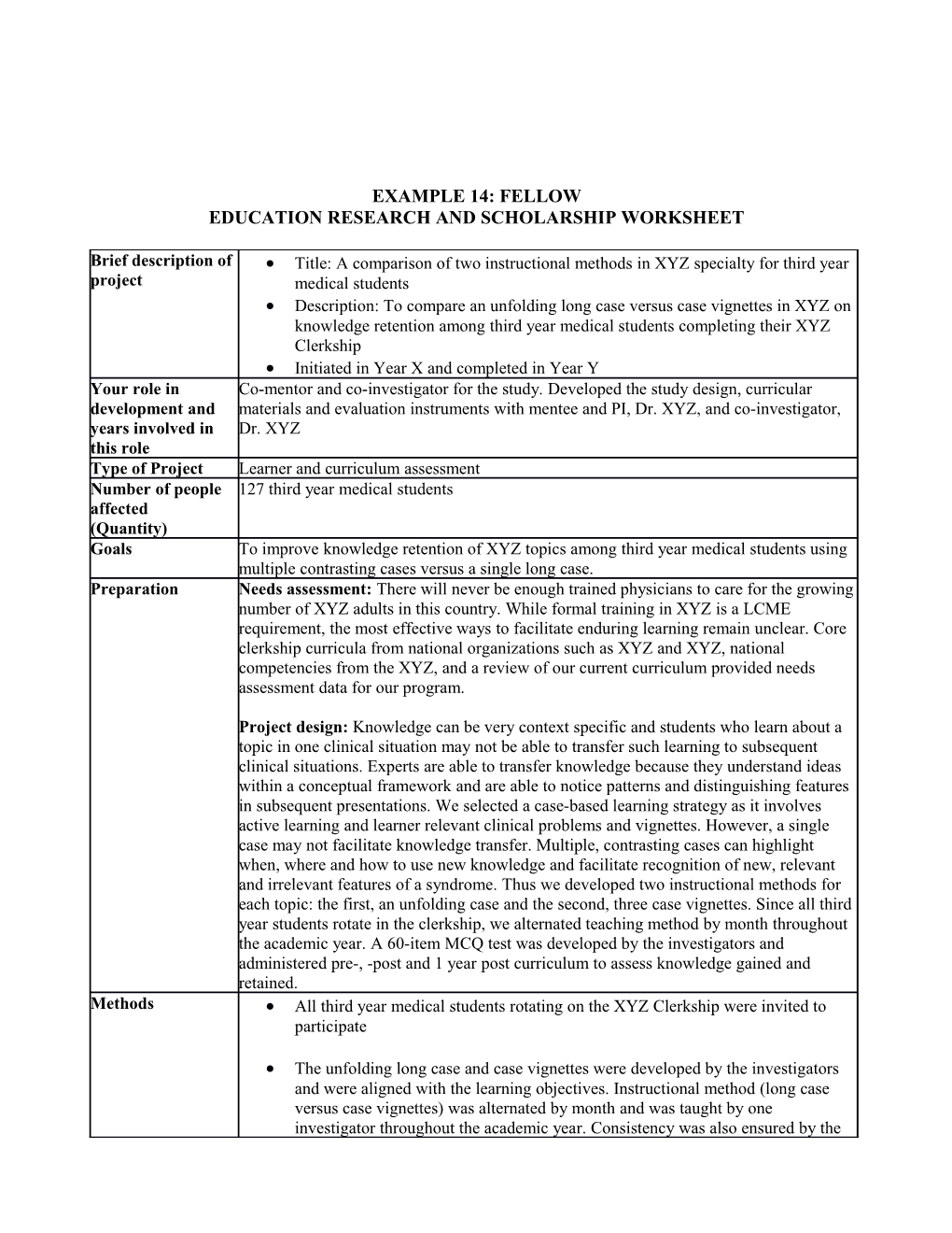 Education Research and Scholarship Worksheet