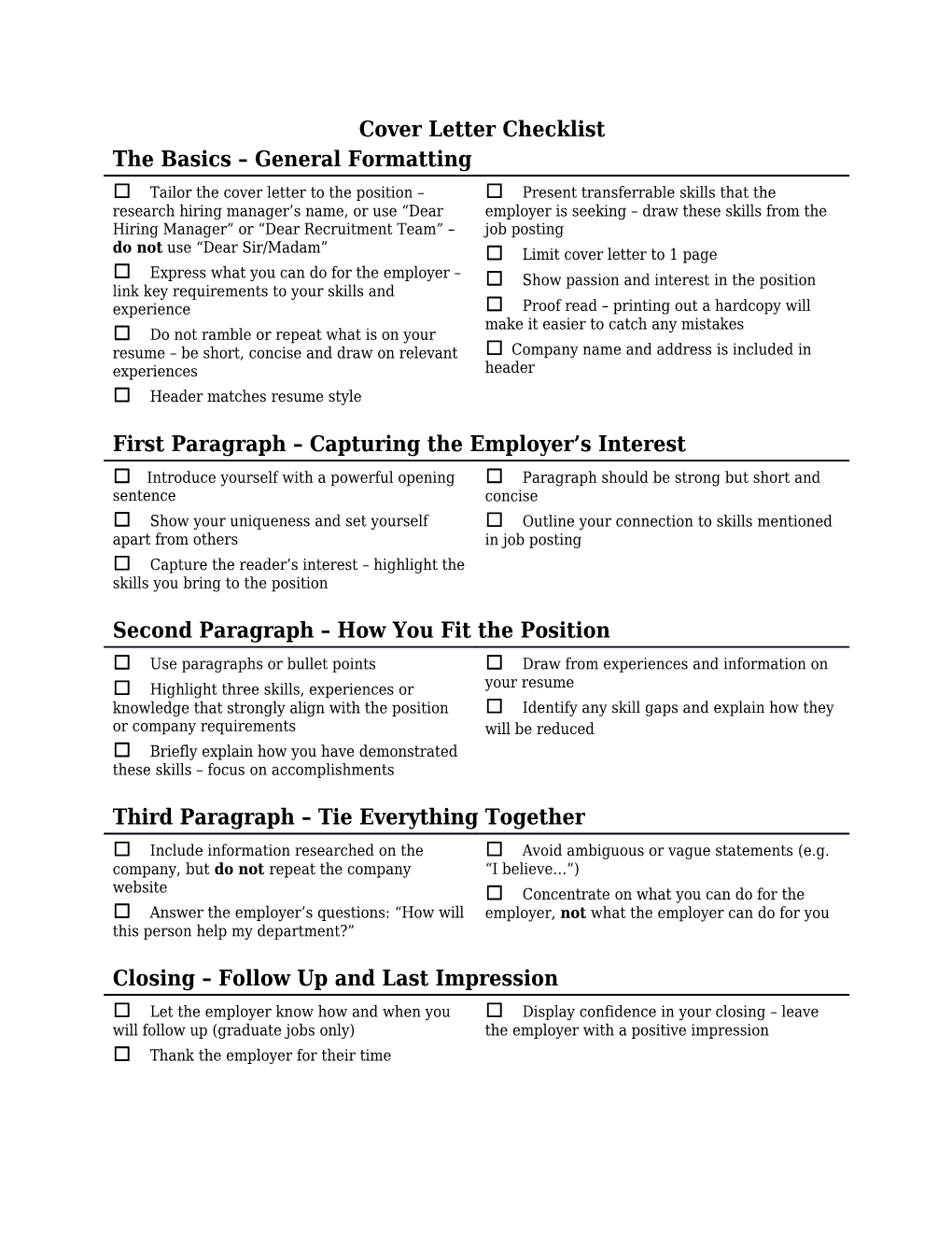 The Basics General Formatting