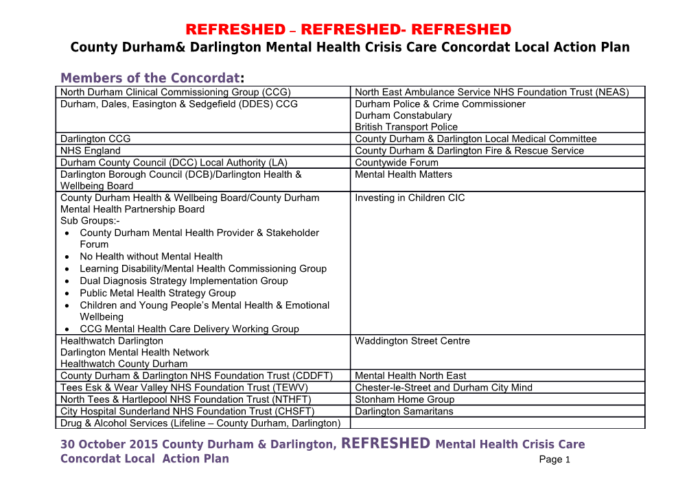 County Durhamdarlington Mental Healthcrisis Care Concordat Local Action Plan