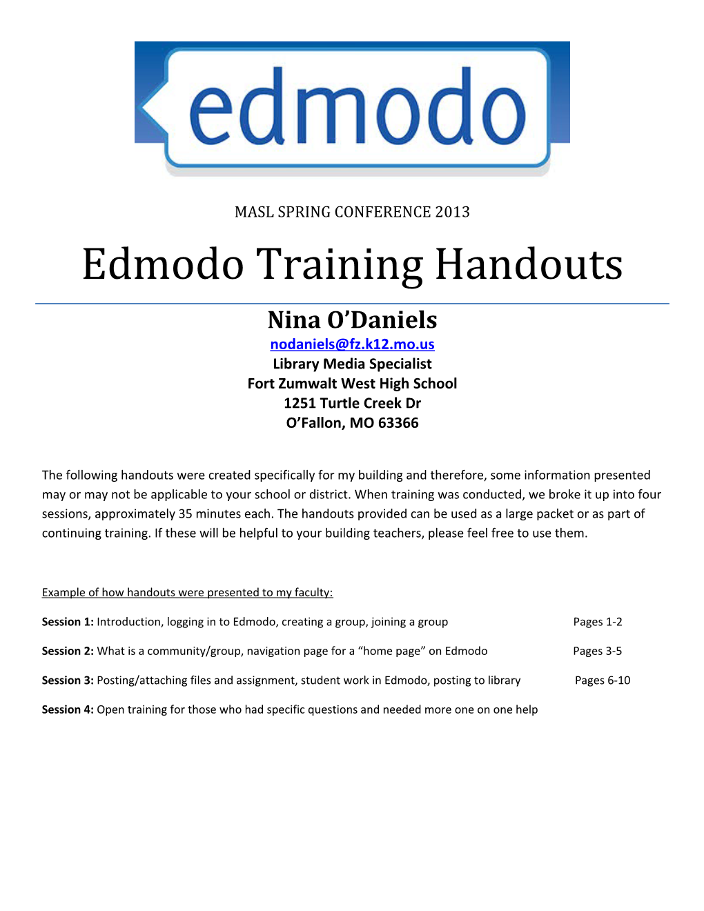 Edmodo Training Handouts