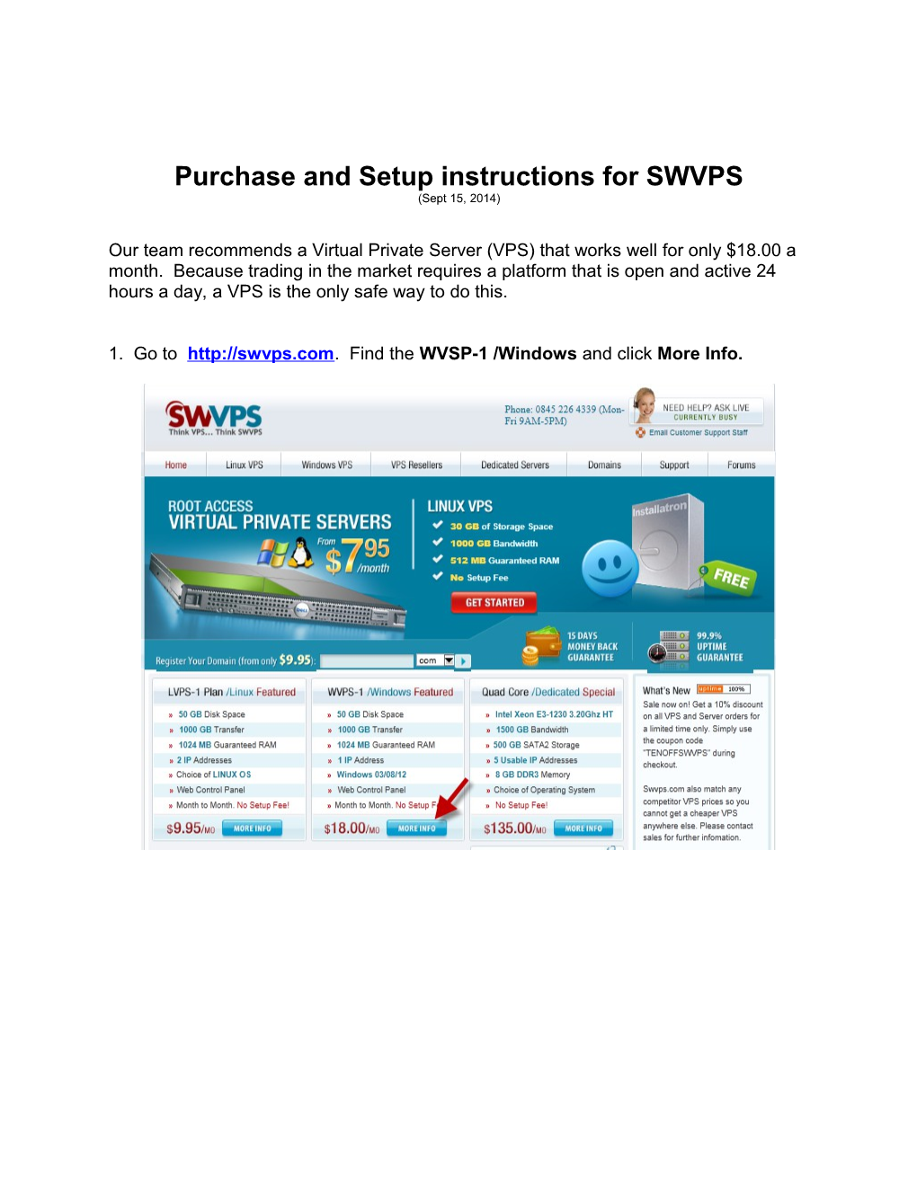 Purchase and Setup Instructions for SWVPS