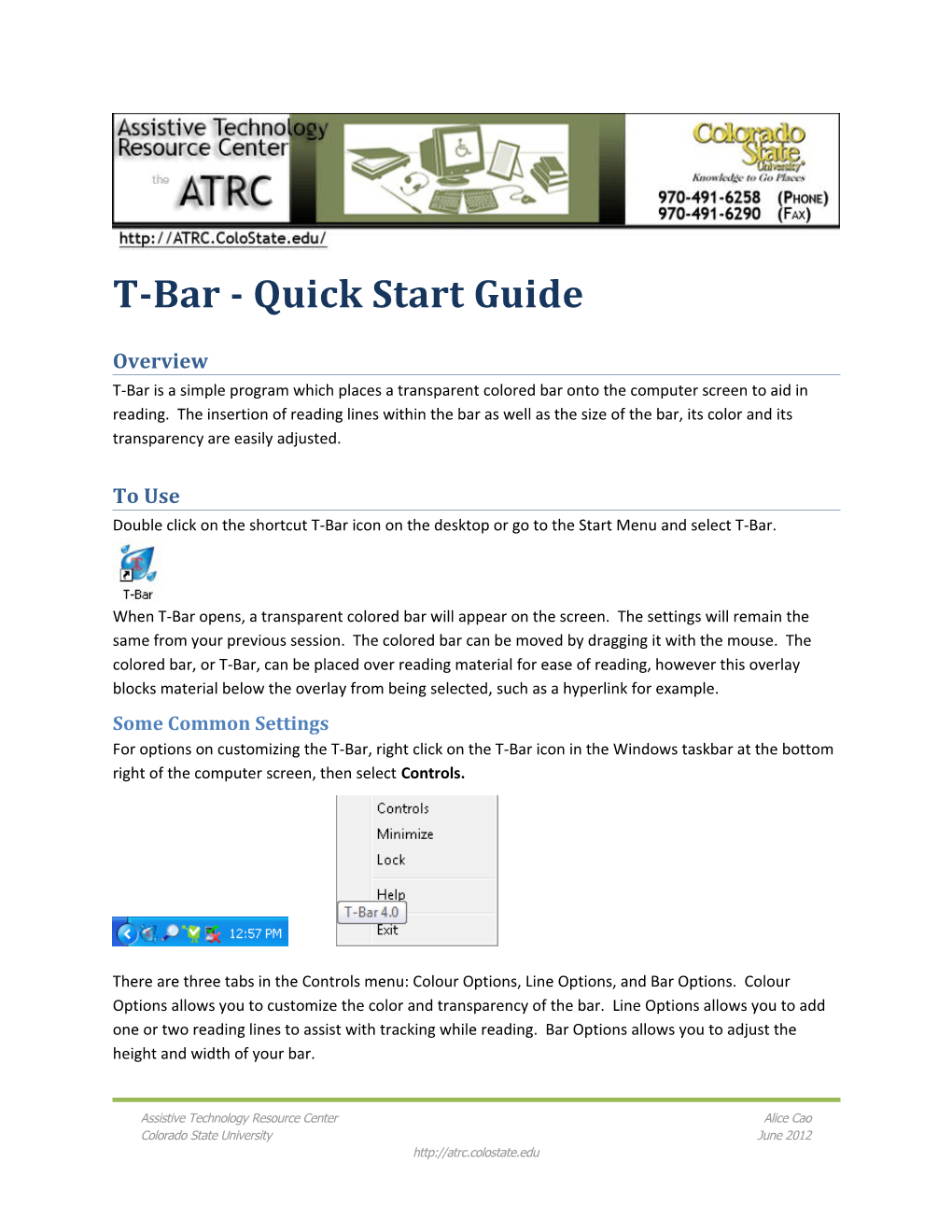 T-Bar - Quick Start Guide