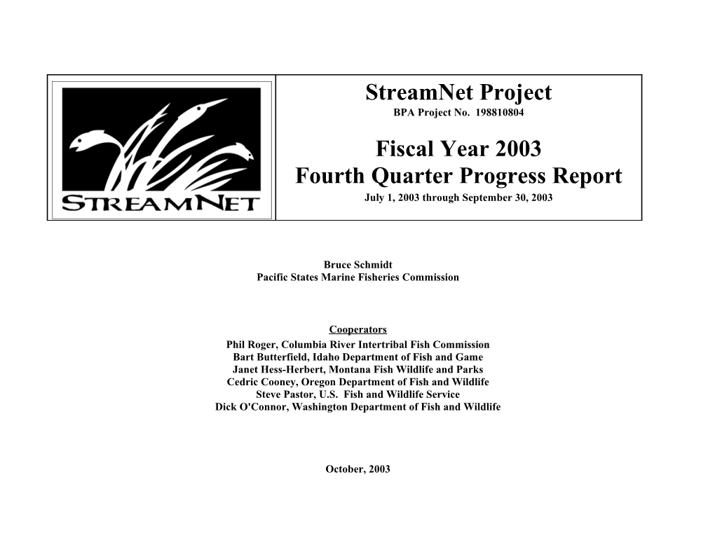 Fourth Quarter Progress Report