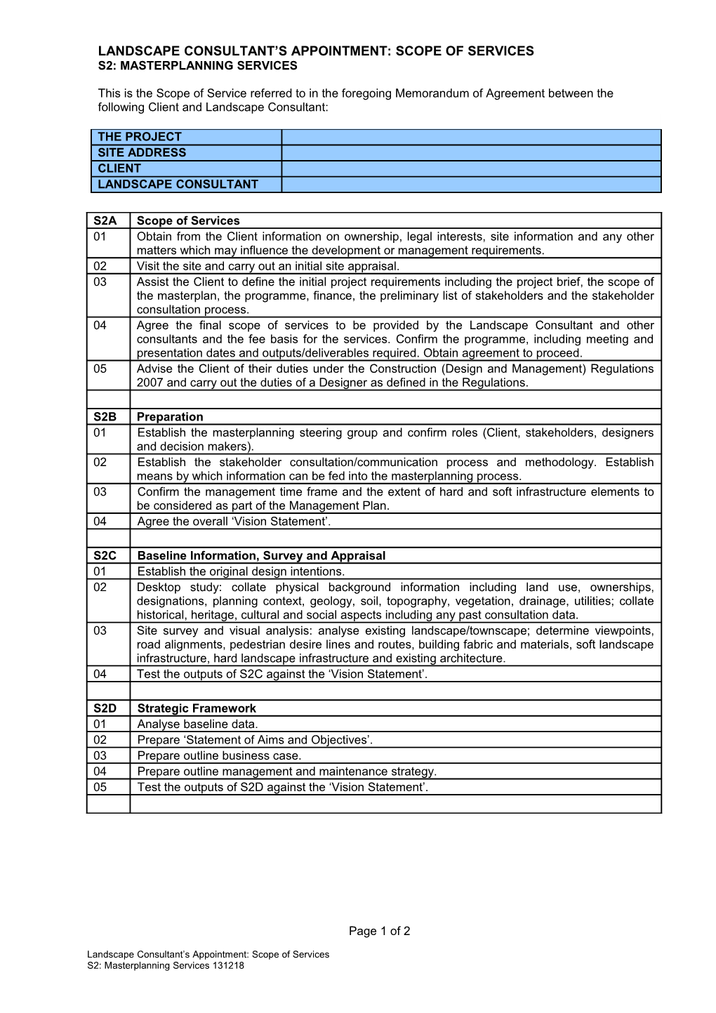 Landscape Consultant S Appointment: Scope of Services