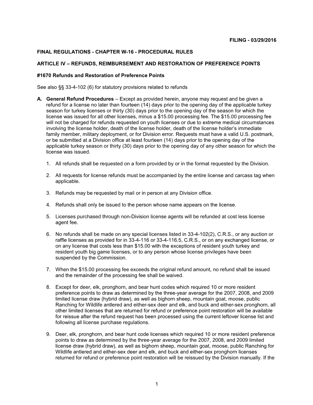 Chapter 16 - Procedural Rules for the Wildlife Commission