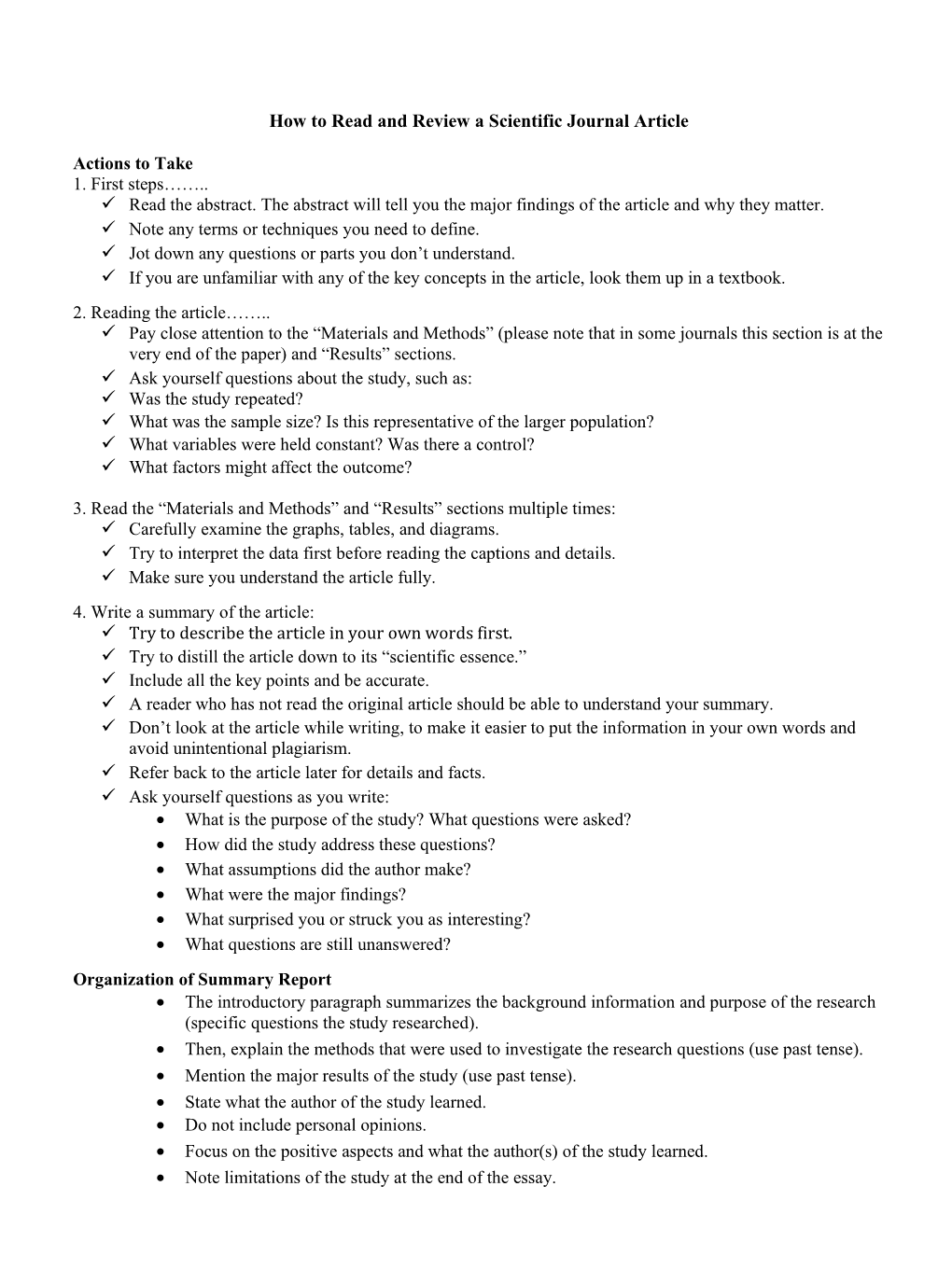 How to Read and Review a Scientific Journal Article