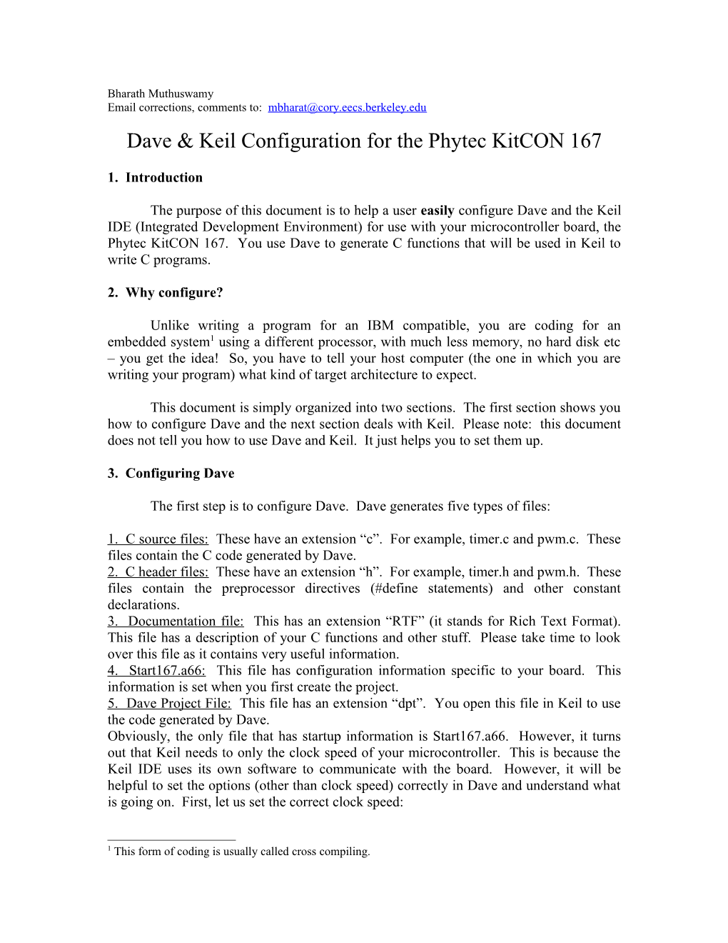 Dave & Keil Configuration for the Phytec Kitcon 167