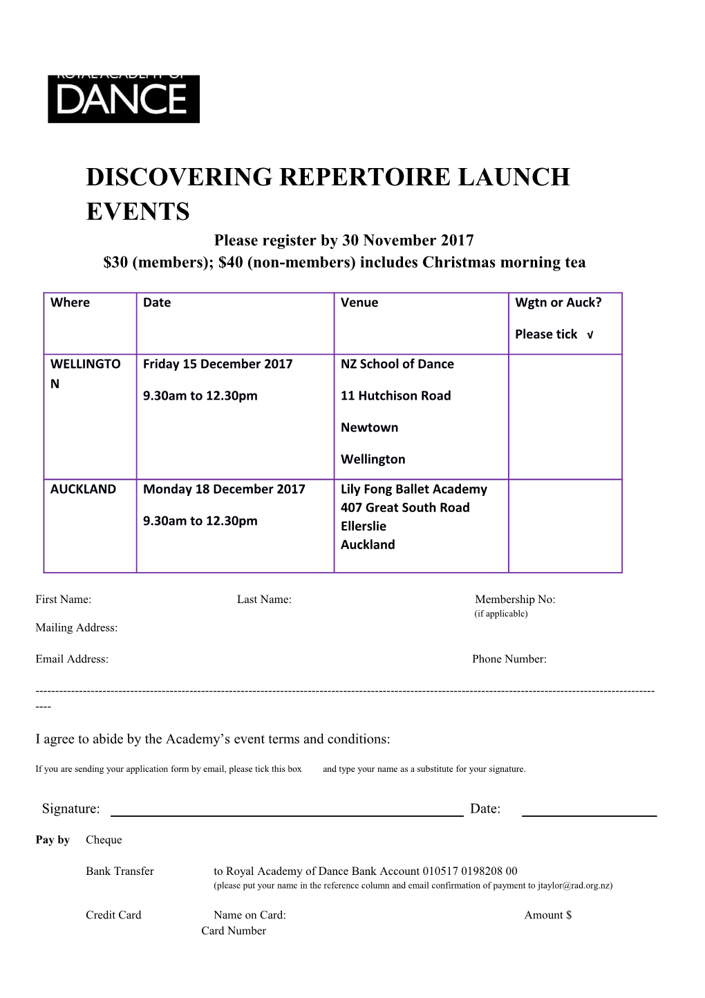 Discovering Repertoire Launch Events