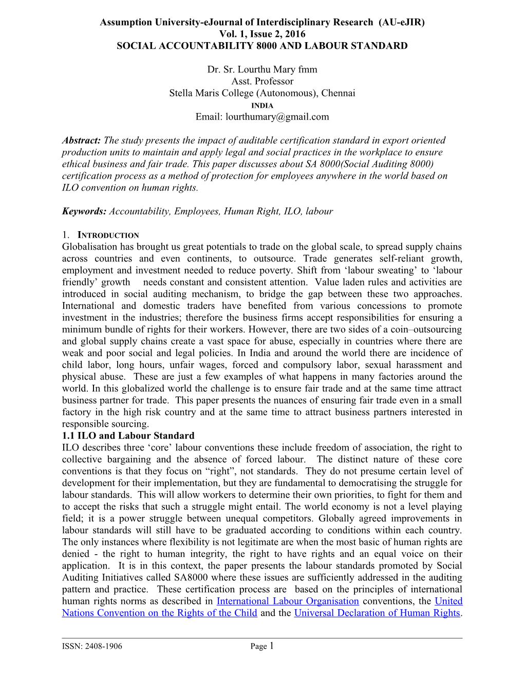 Assumption University-Ejournal of Interdisciplinary Research (AU-Ejir)