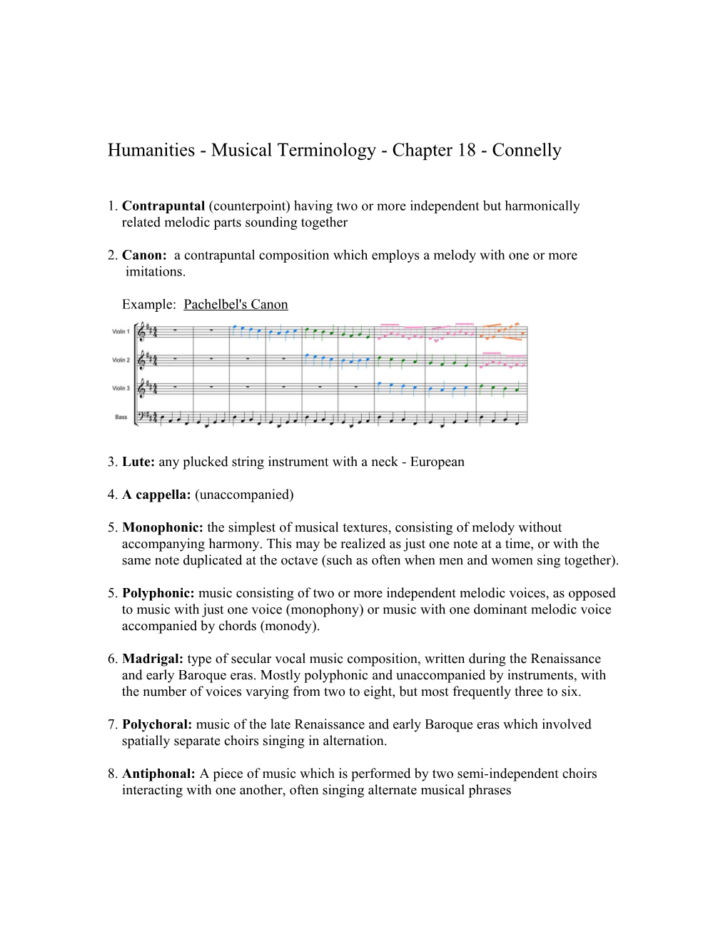 Humanities - Musical Terminology - Chapter 18 - Connelly