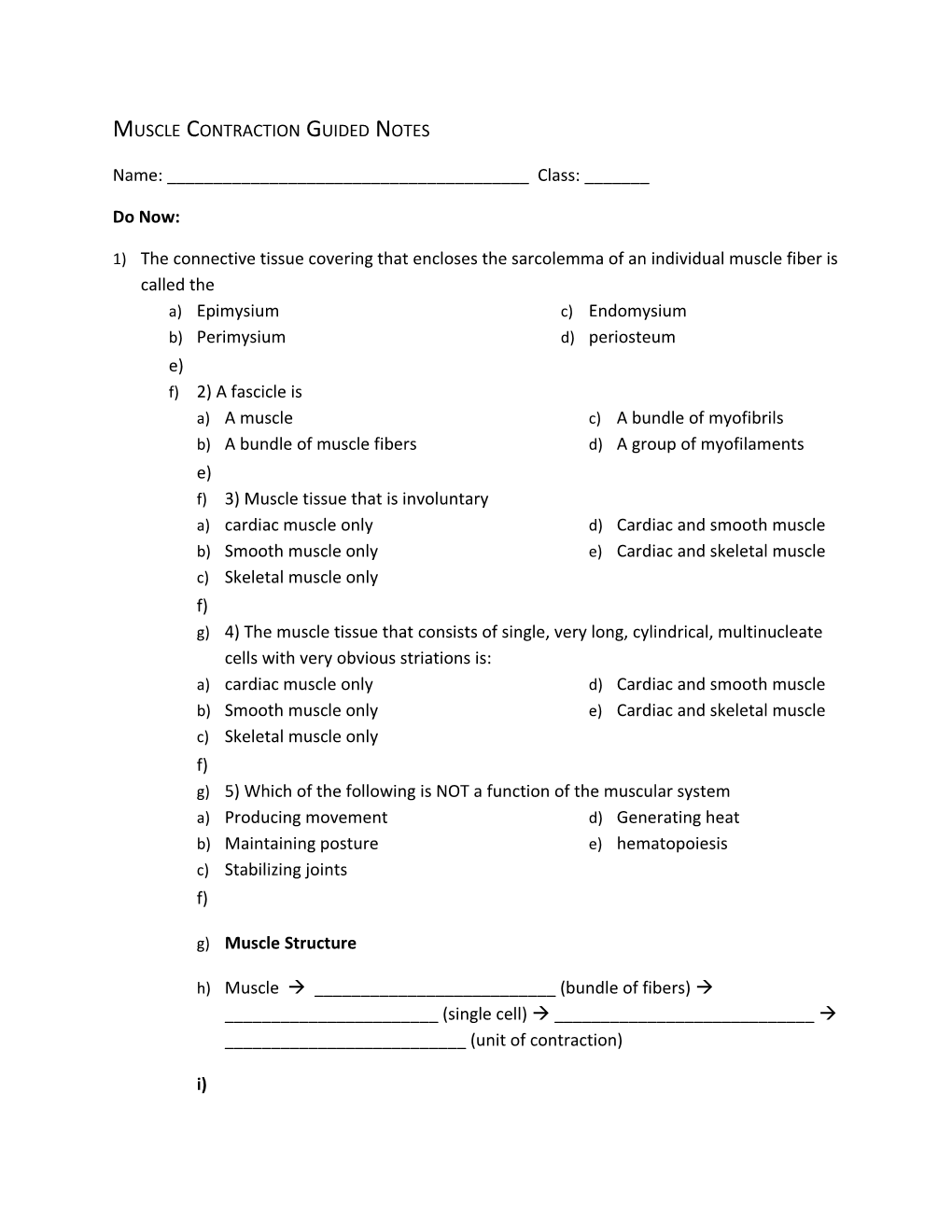 Muscle Contraction Guided Notes