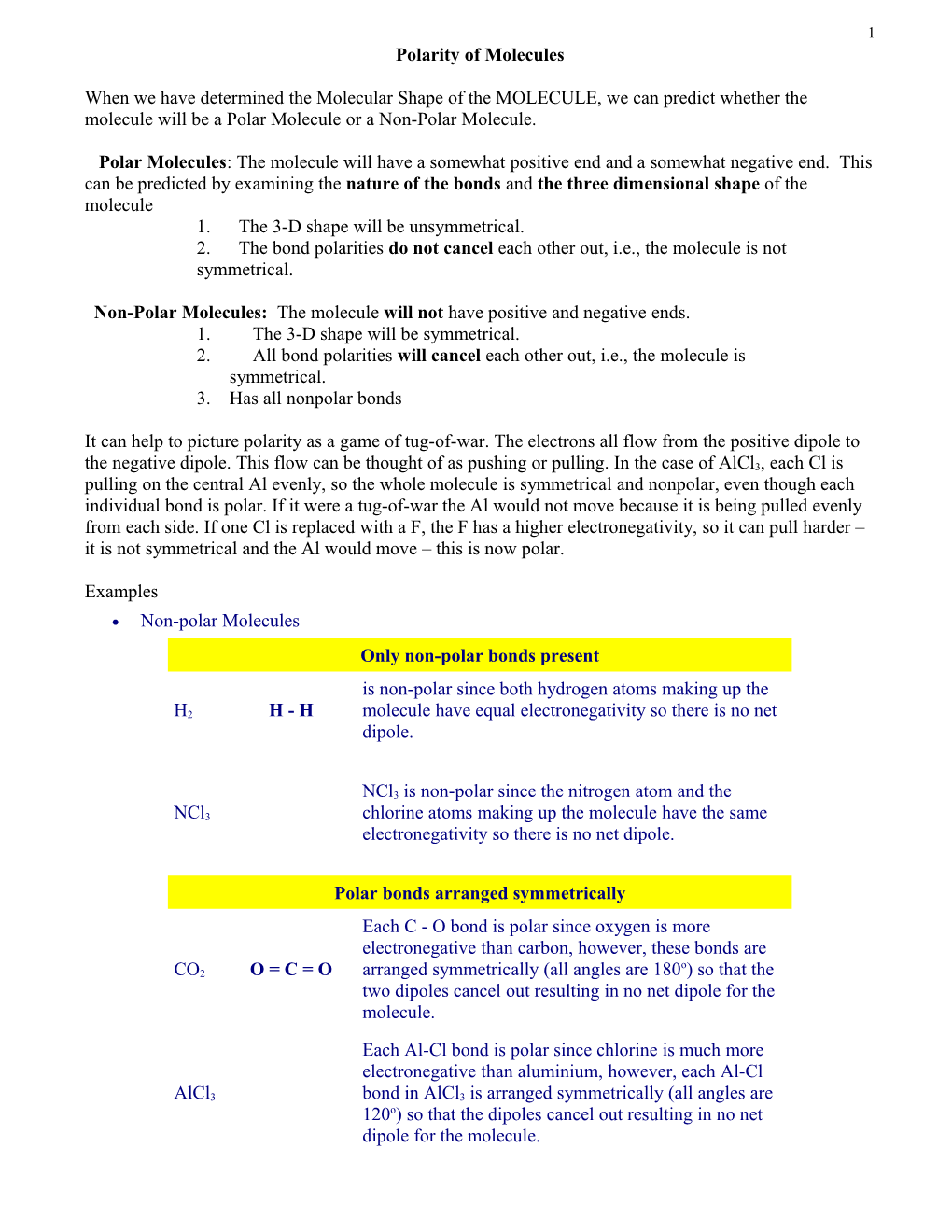 Chemistry Notes: Chapter 9 Molecular Structure