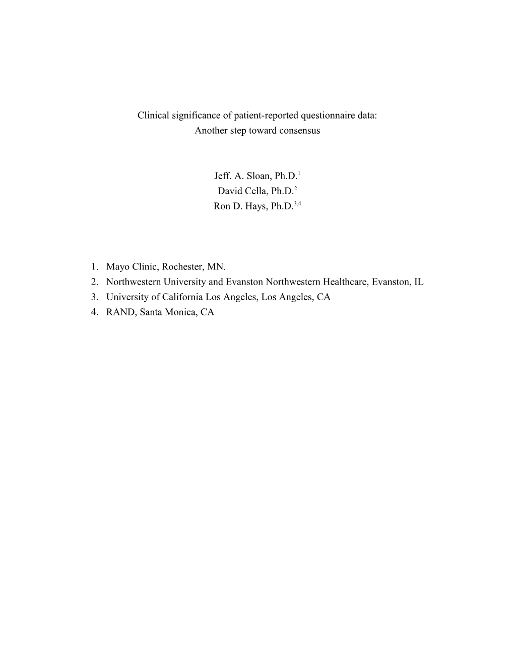 Clinical Significance of Patient-Reported Questionnaire Data