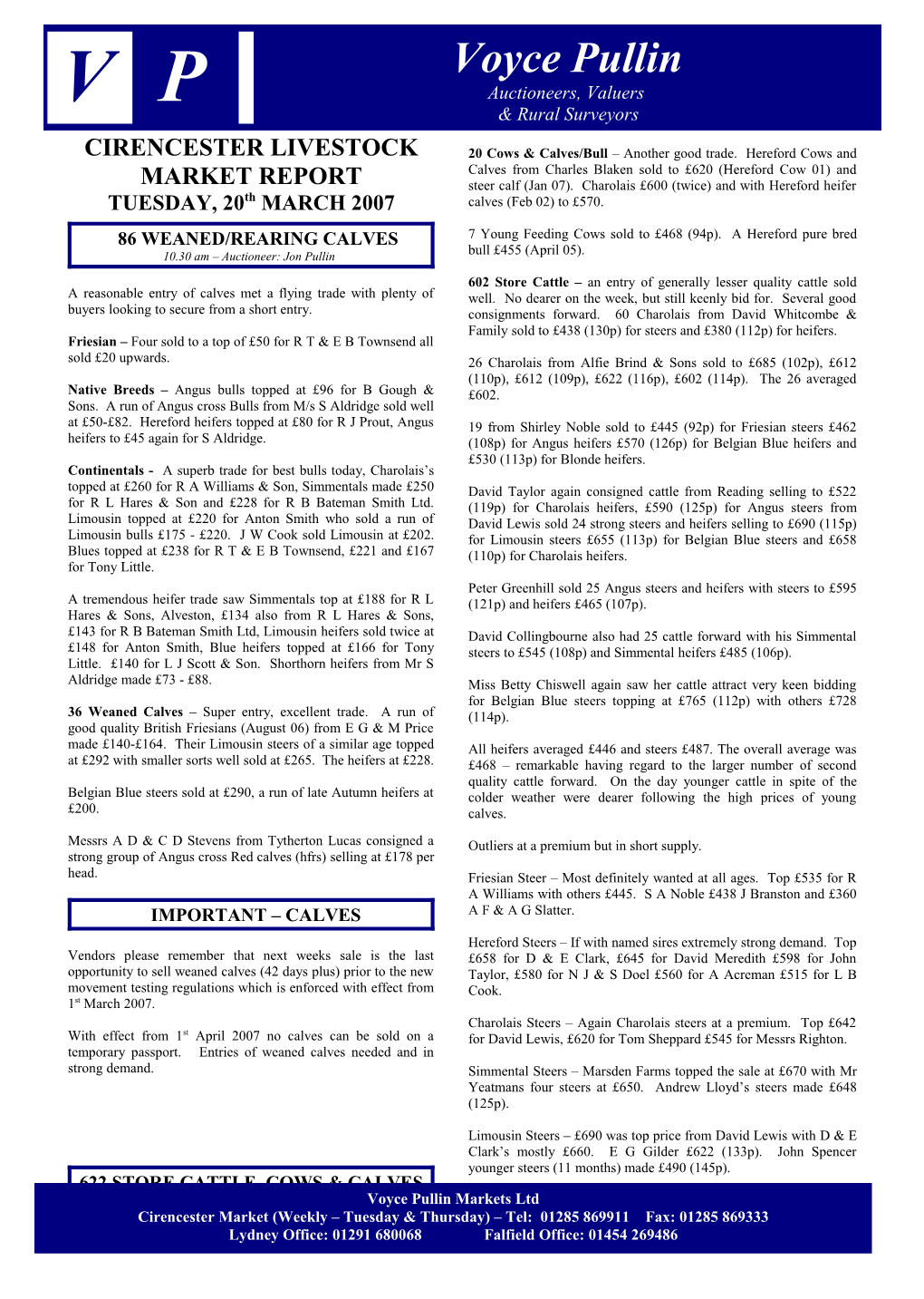 Cirencester Livestock Market Report s1