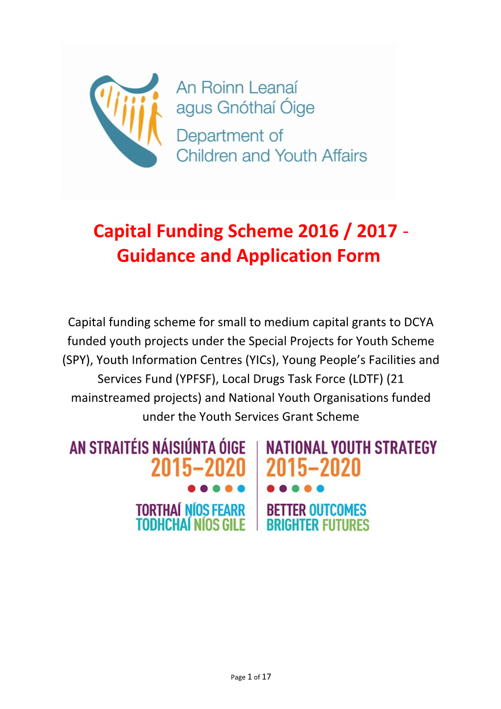 Capital Funding Scheme 2016 / 2017 - Guidance and Application Form