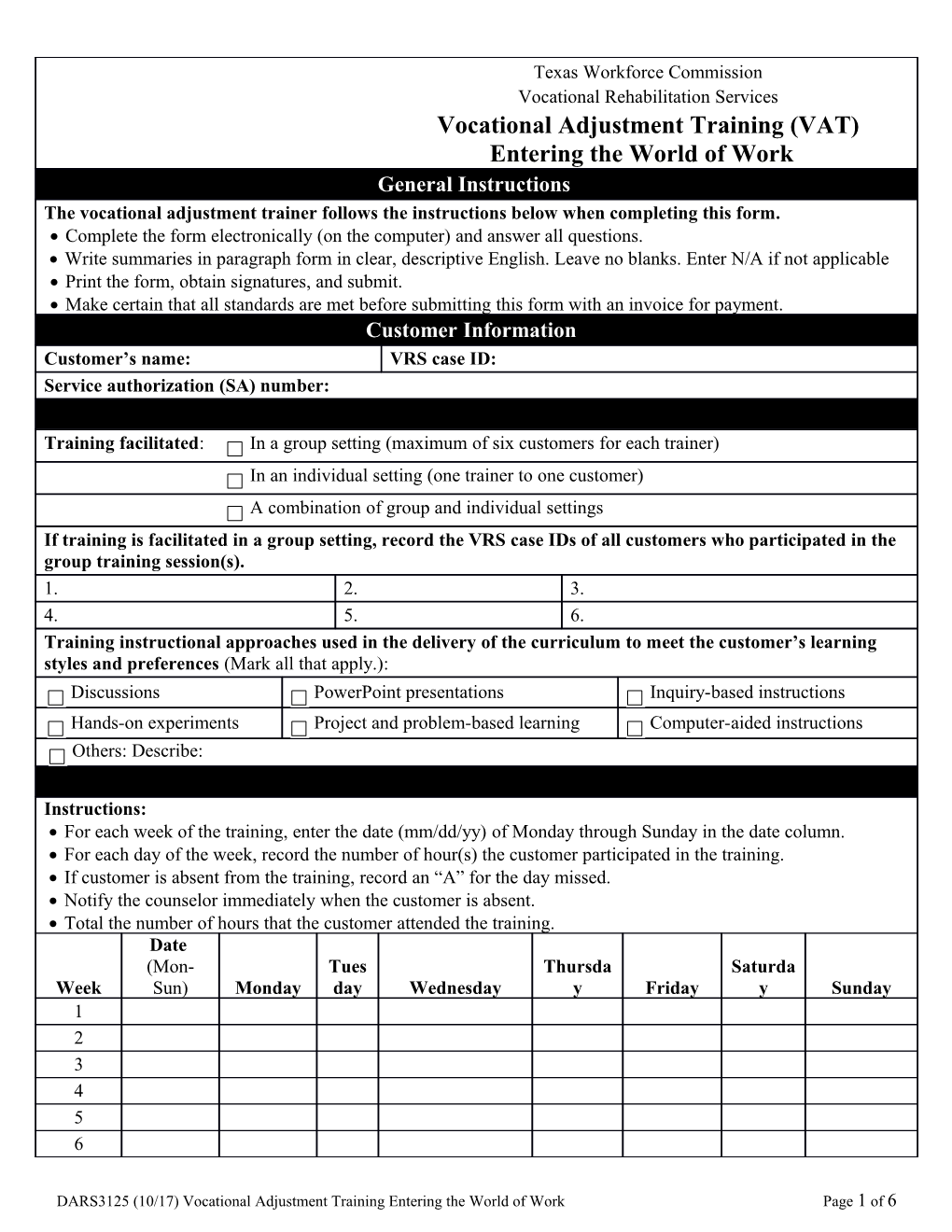 DARS3125 Vocational Adjustment Training Entering the World of Work