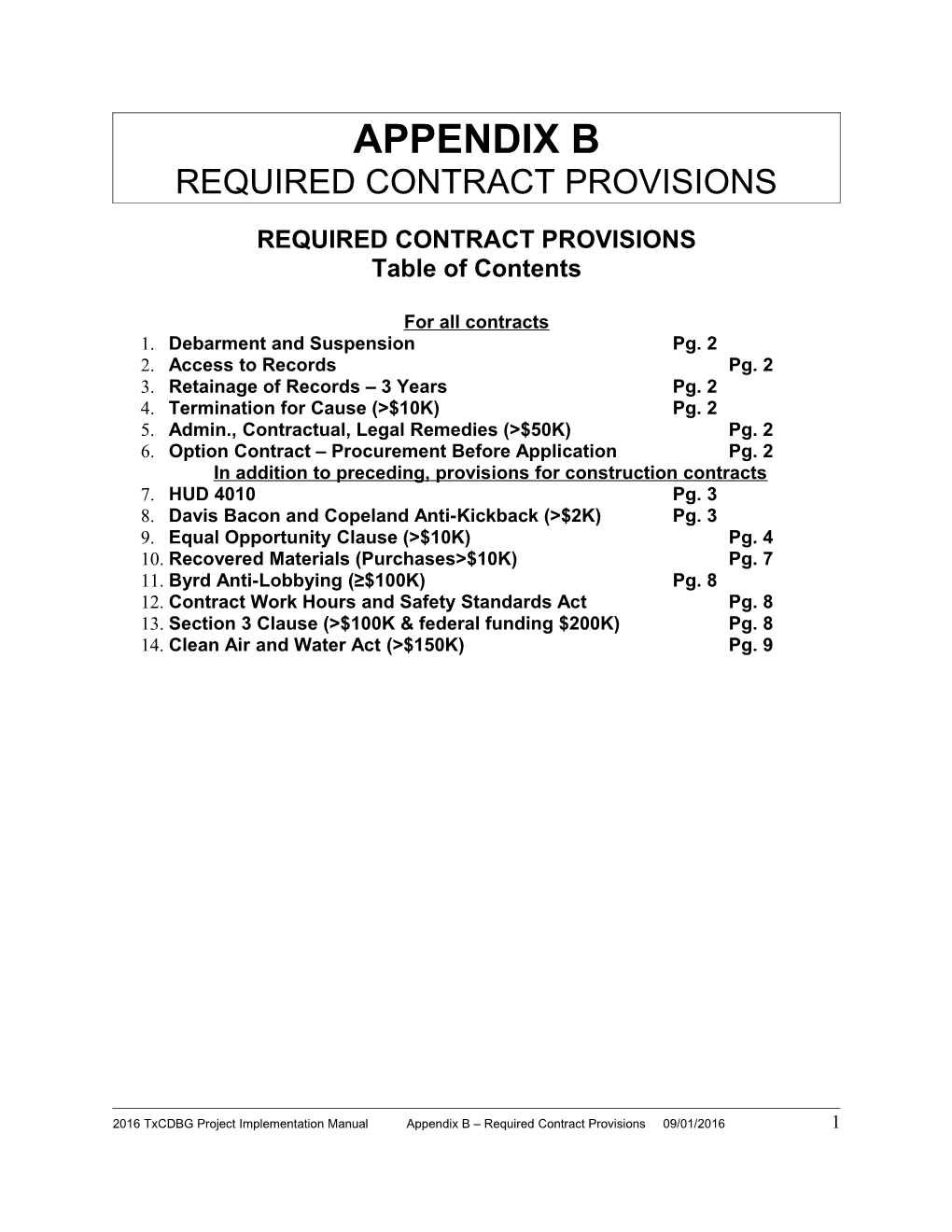 Required Contract Provisions