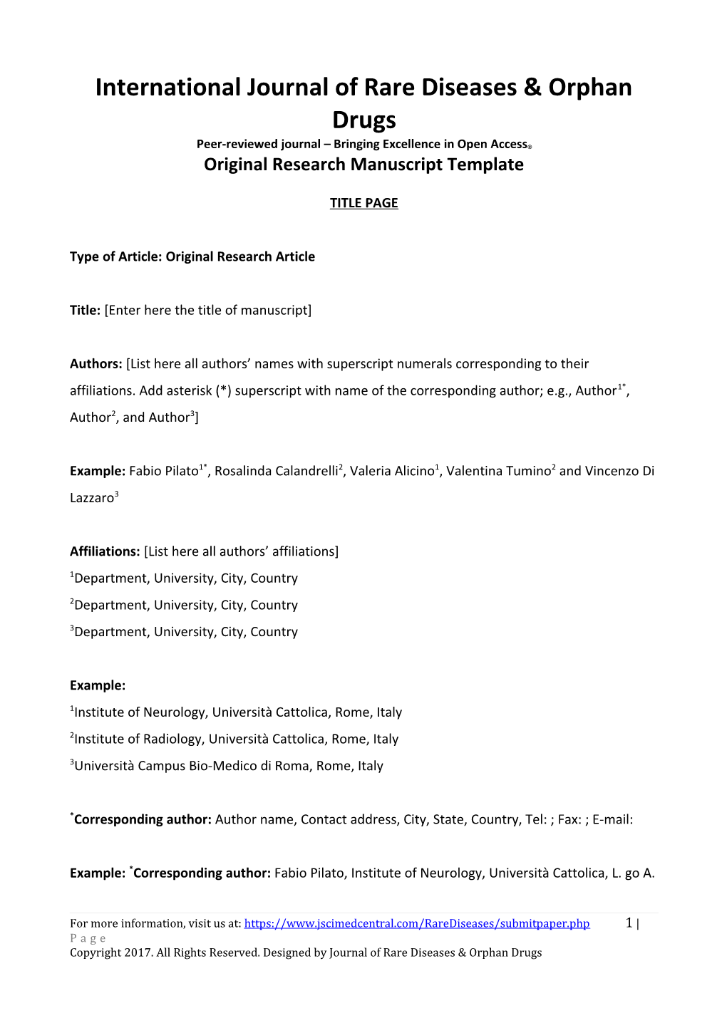 International Journal of Rare Diseases & Orphan Drugs