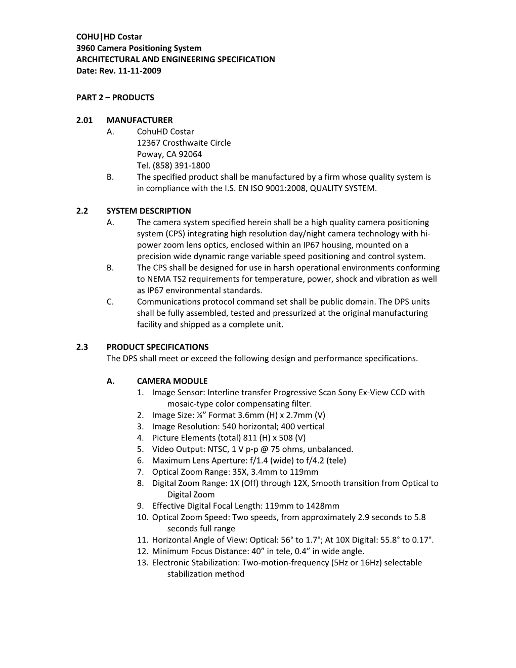 Architectural and Engineering Specification s1