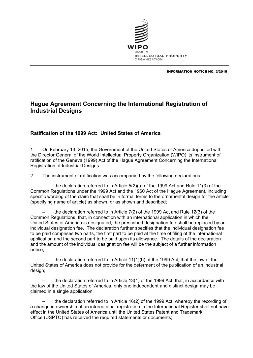 Hague Agreement Concerning the International Registration of Industrial Designs