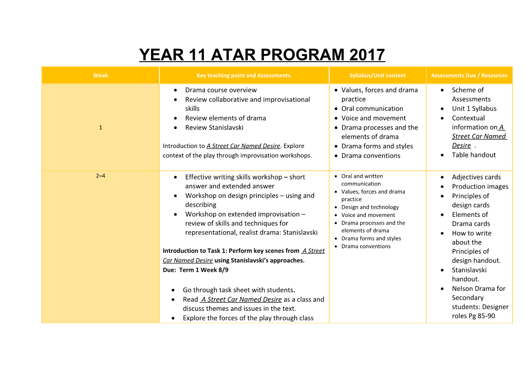 Year 11 Atar Program 2017