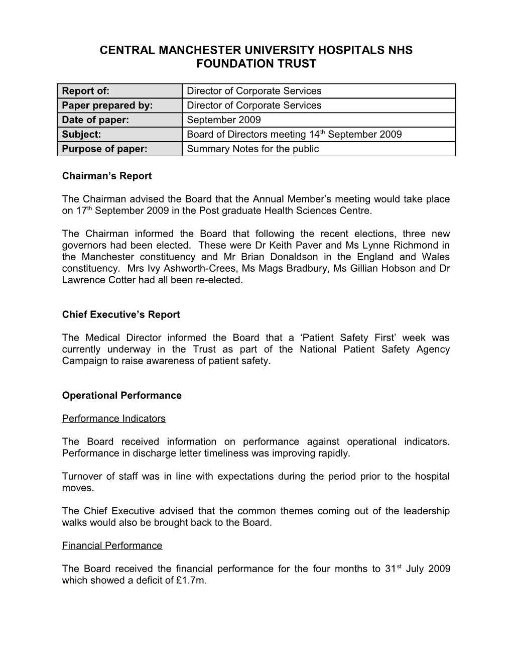 Central Manchester and Manchester Children's University Hospitals Nhs Trust