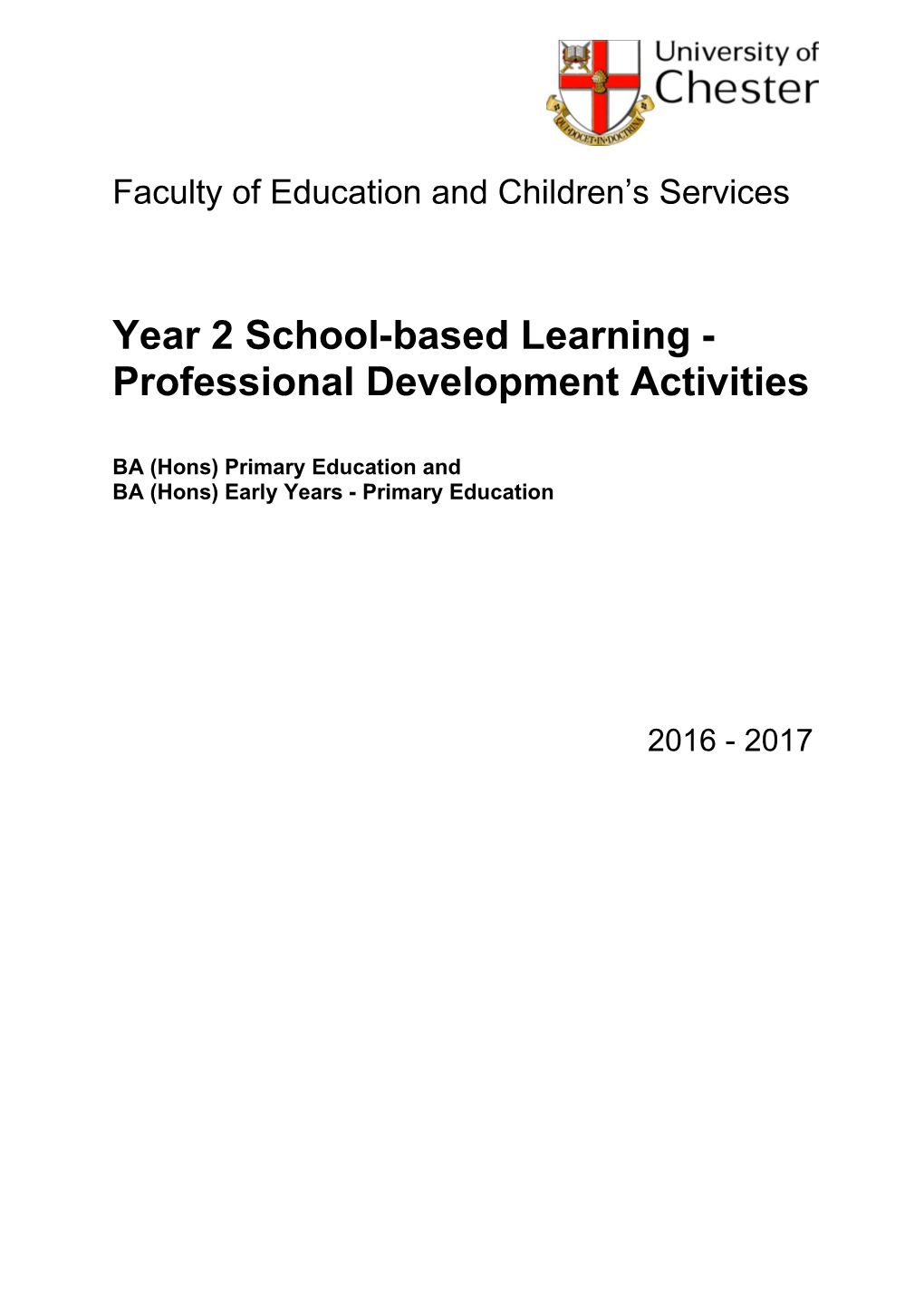 Y2 BA (QTS) Professional Development Activities 2015/2016