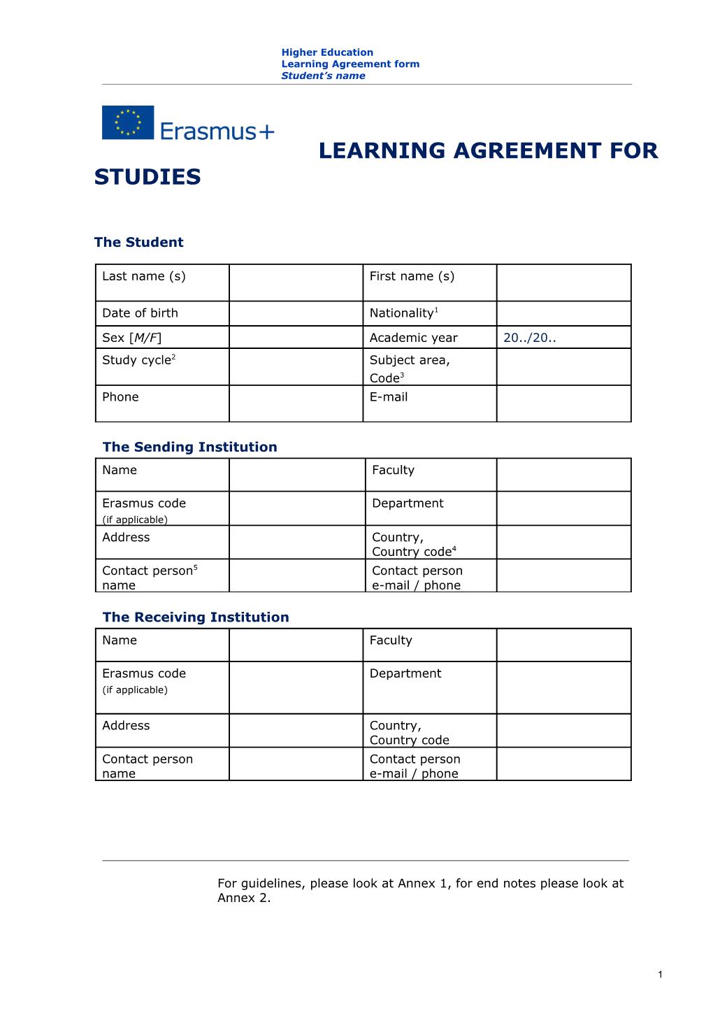 Learning Agreement for Studies s2