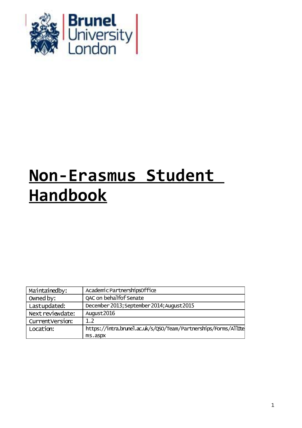 Non-Erasmus Student Handbook