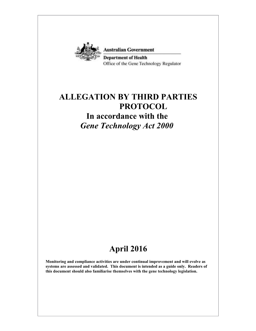 Allegation by Third Parties Protocol