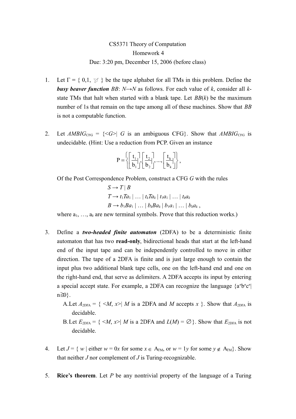 CS5371 Theory of Computation