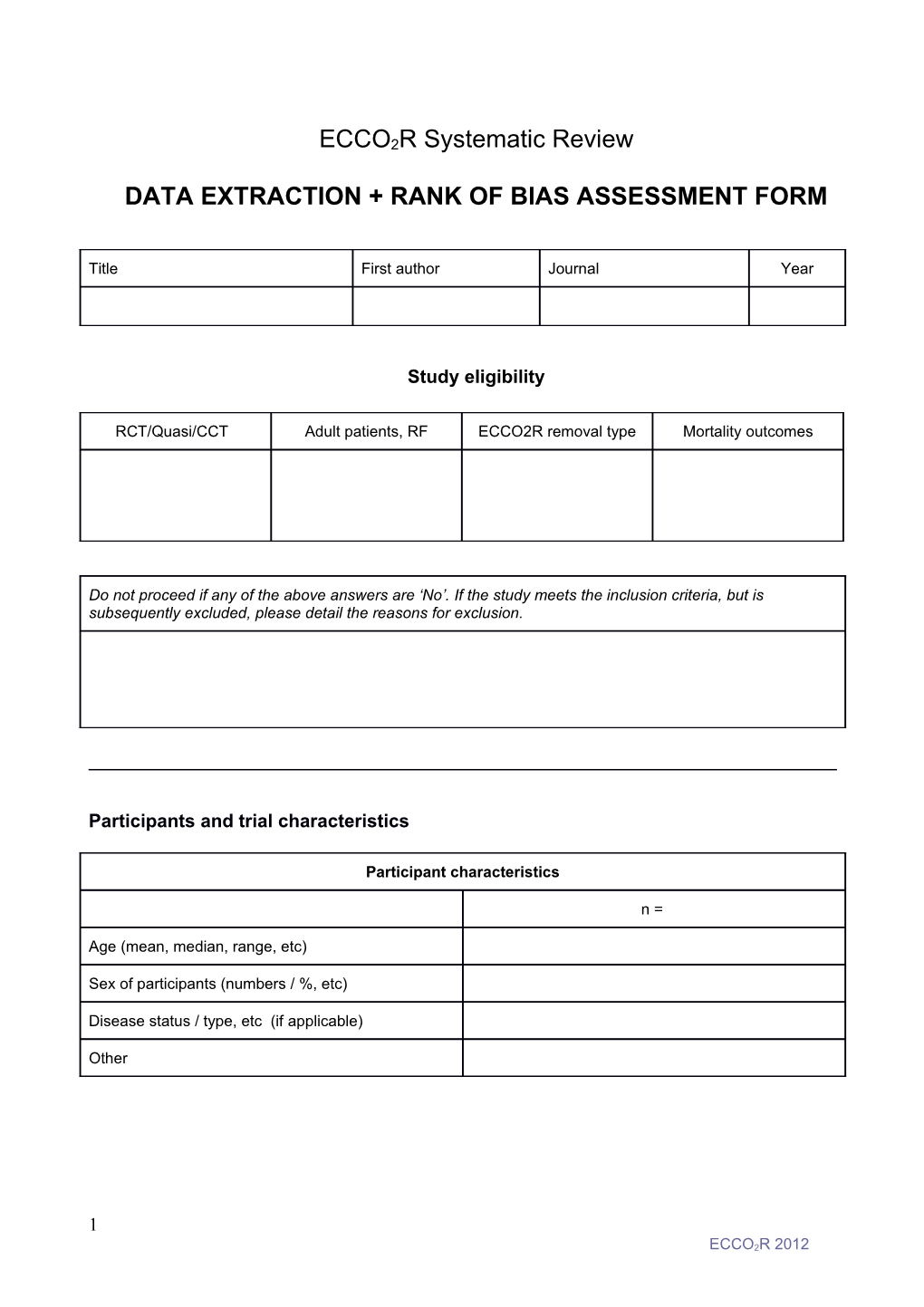 Data Extraction Form