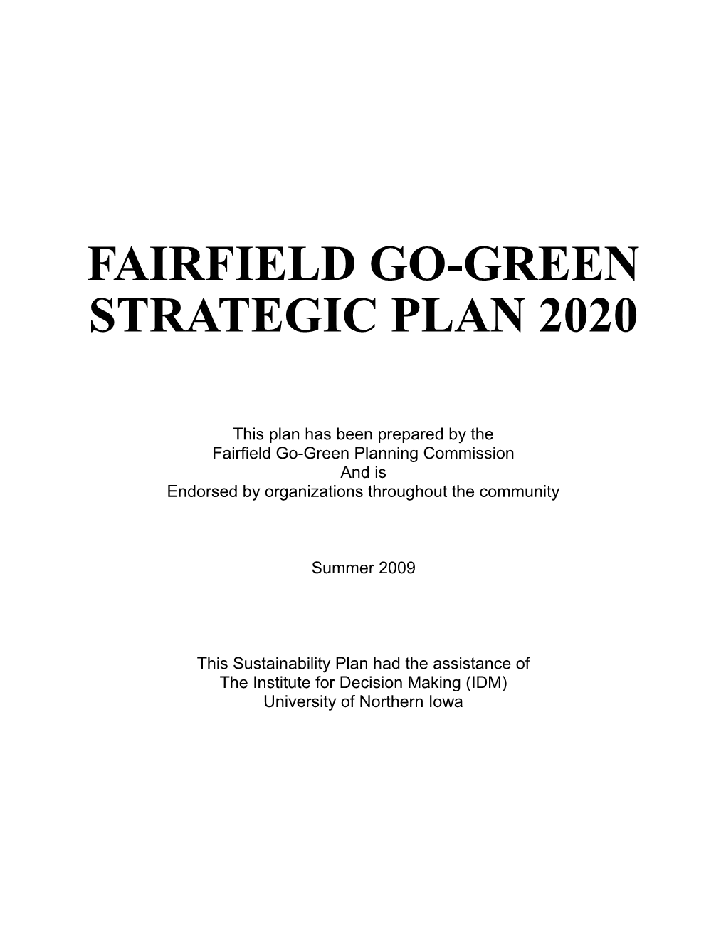 Fairfield Go-Green Strategic Plan 2020