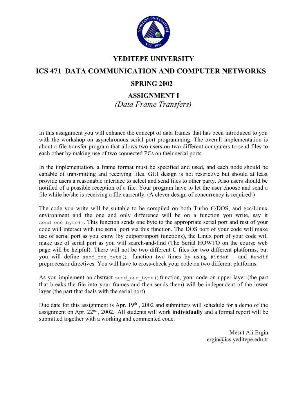 Ics 471 Data Communication and Computer Networks