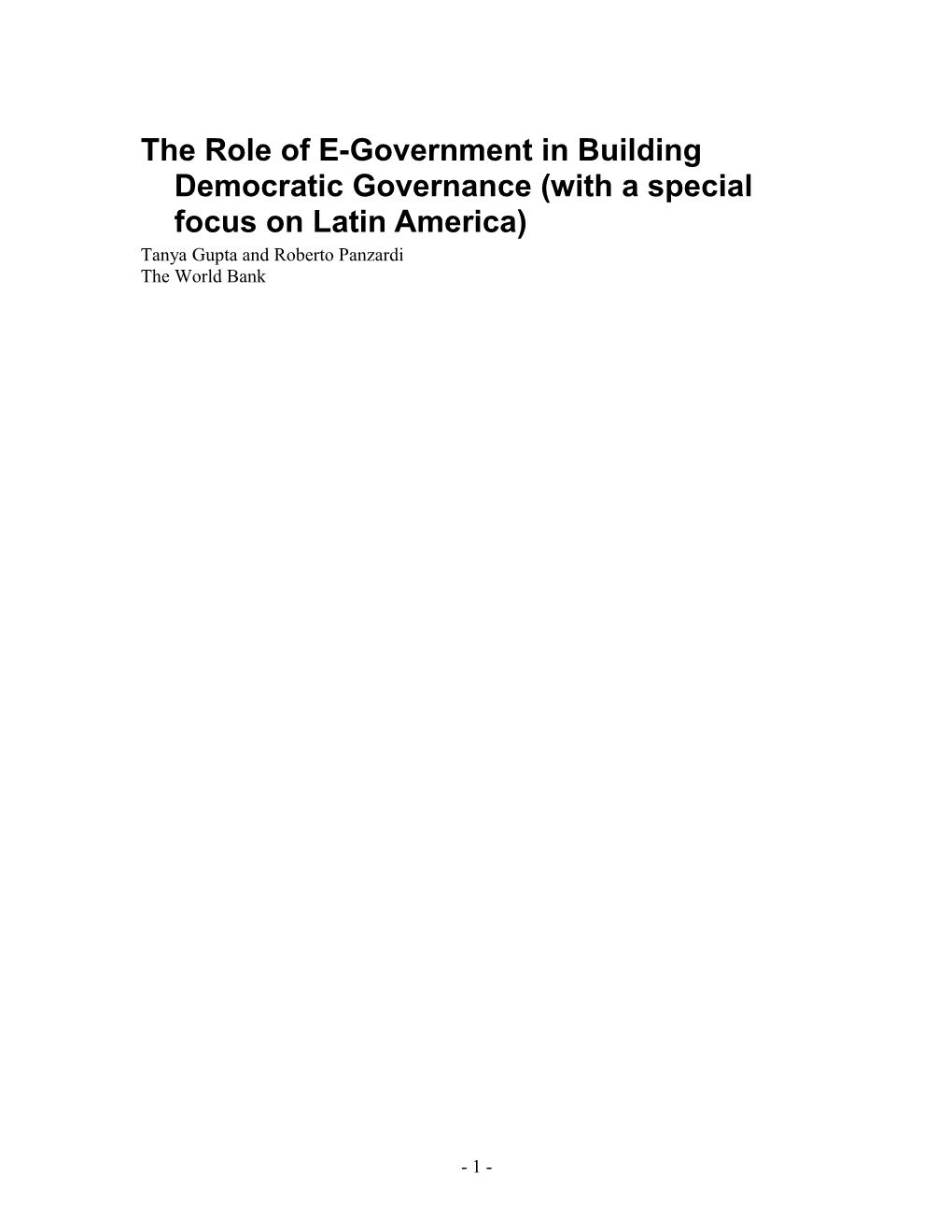 The Role of E-Government in Building Democratic Governance