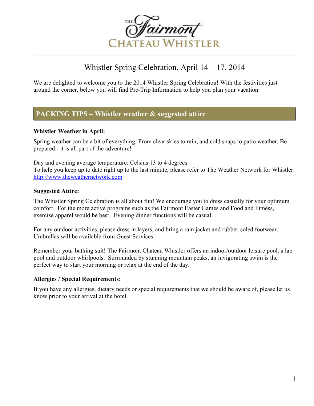 Whistler Spring Celebration, April 14 17, 2014