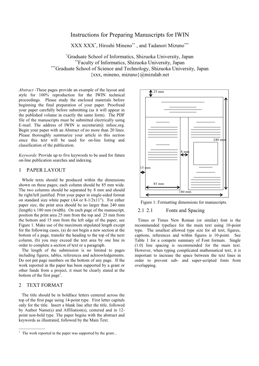 Instructions for Preparing Manuscripts for ICMU 2004