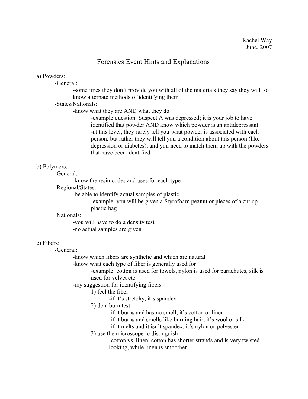 Forensics Event Hints and Explanations