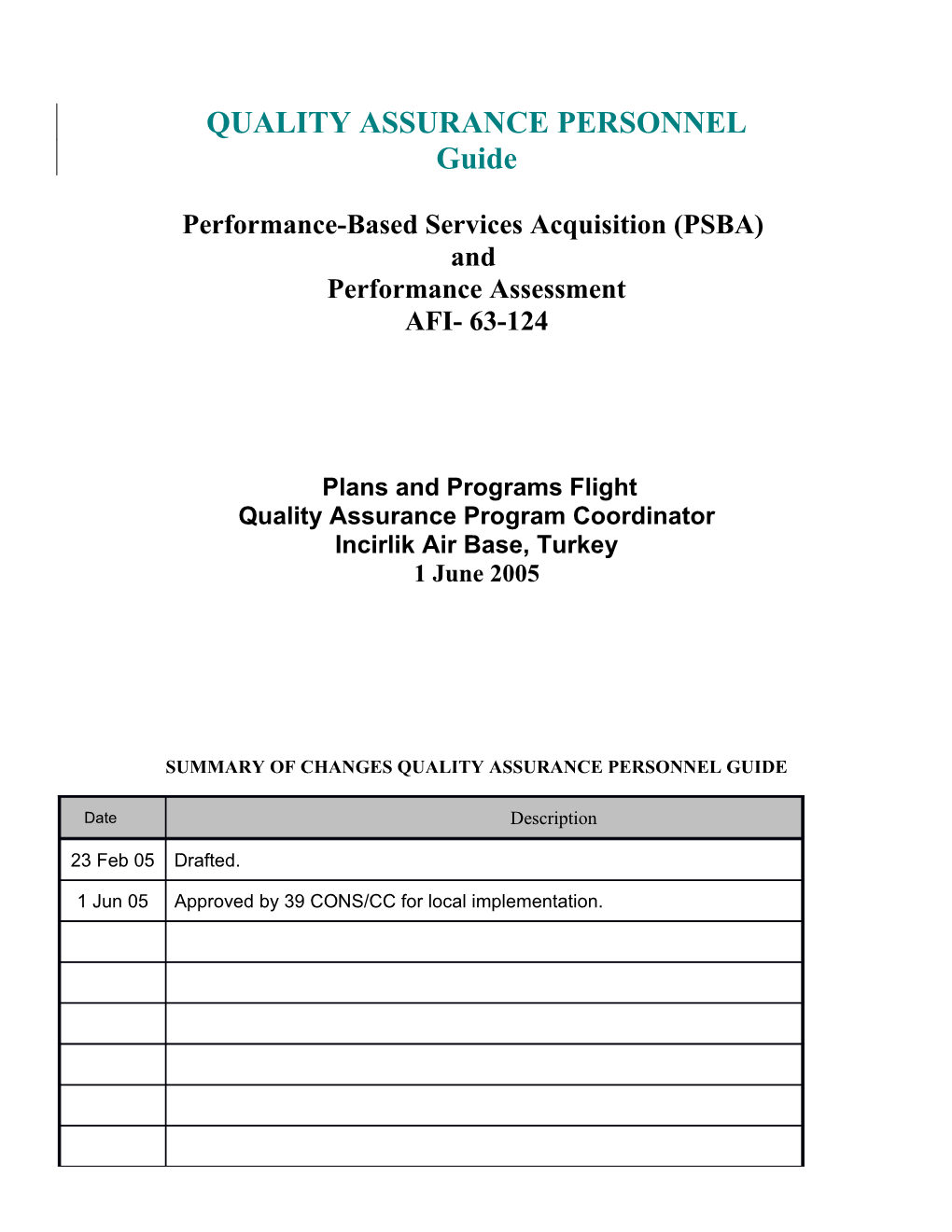 Performance-Based Services Acquisition (PSBA)